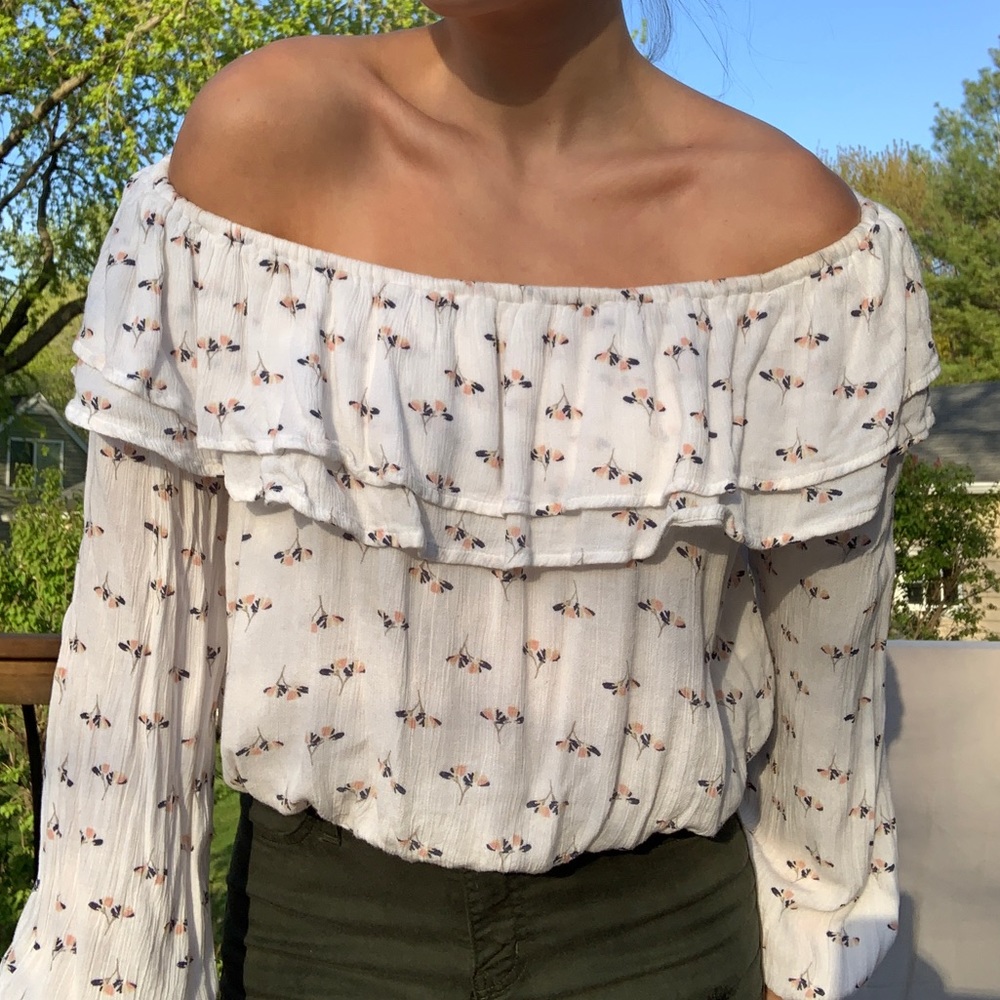Cute and Stylish off the shoulder ruffled shirt
